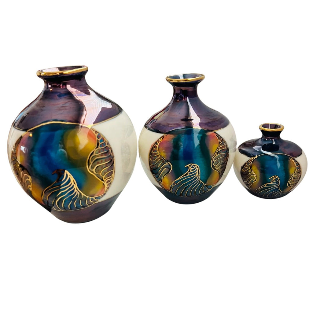 Cogswell New Zealand Signed Ceramic Trio Vases