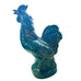 Rooster Pottery Glazed Blue/Green/Aqua Statue