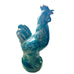 Rooster Pottery Glazed Blue/Green/Aqua Statue