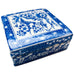 Vintage Chinese Square Blue & White Fish Trinket Box w/Lid