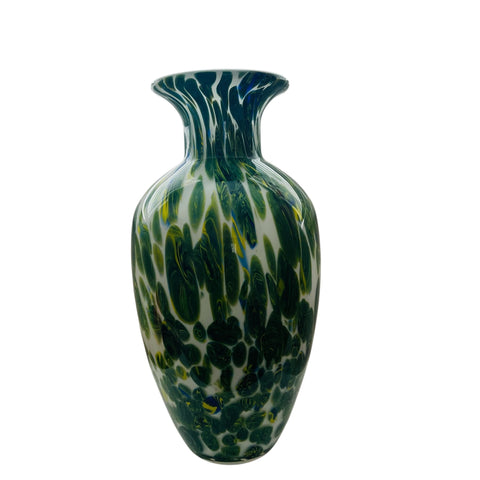 Vintage Murano Art Glass Green Blue and White Vase