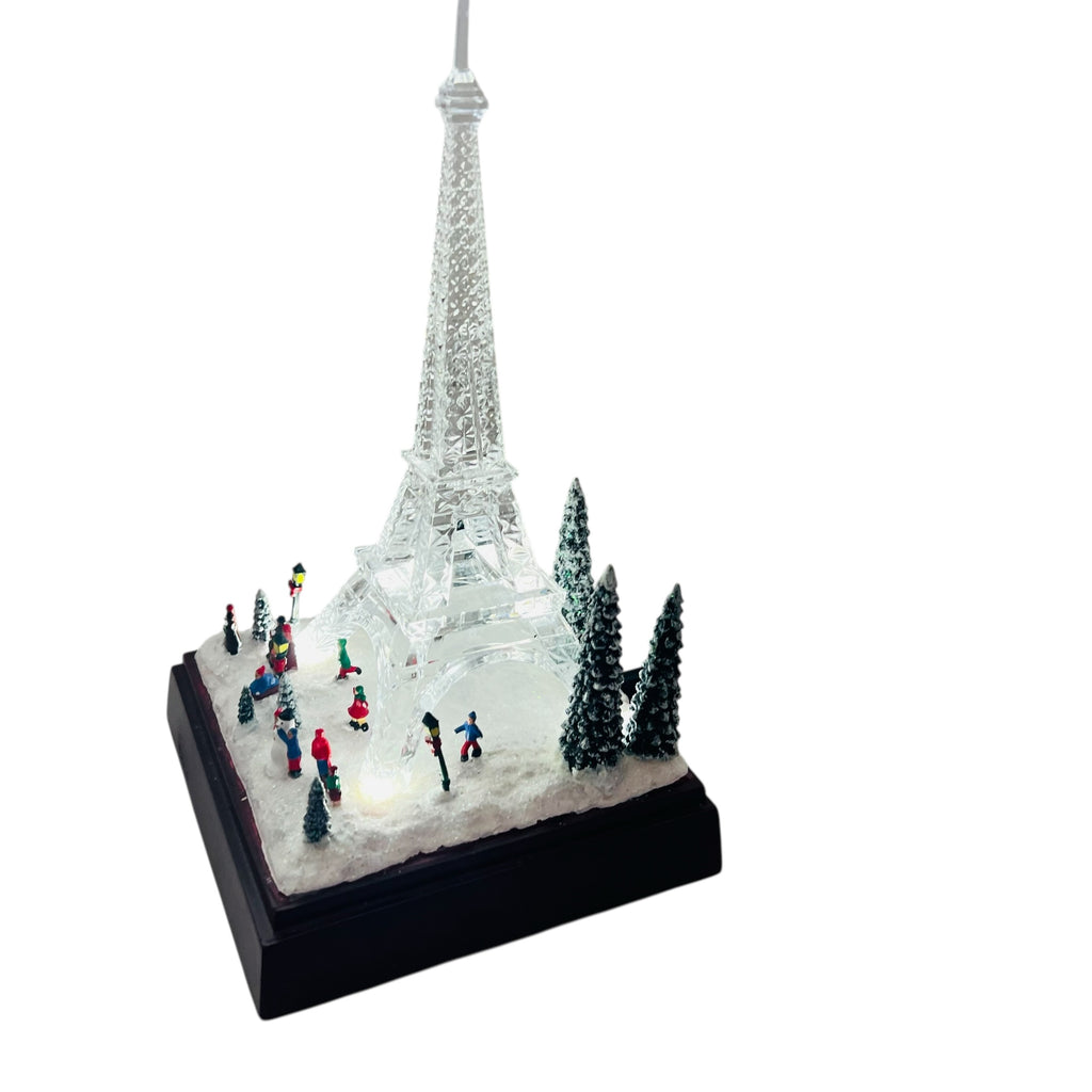 Vintage Eiffel Tower Crystal Illuminated Lighted Music Box