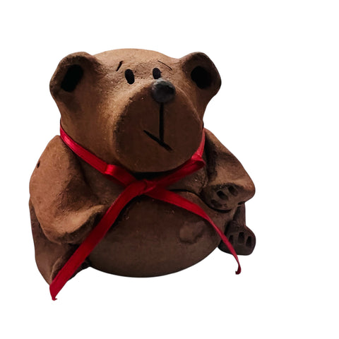 Vintage Sir Mud Clay Heart Trinket Bear