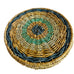 Handwoven Round Seagrass Placemats with Green & Navy Accents (Set of 4)