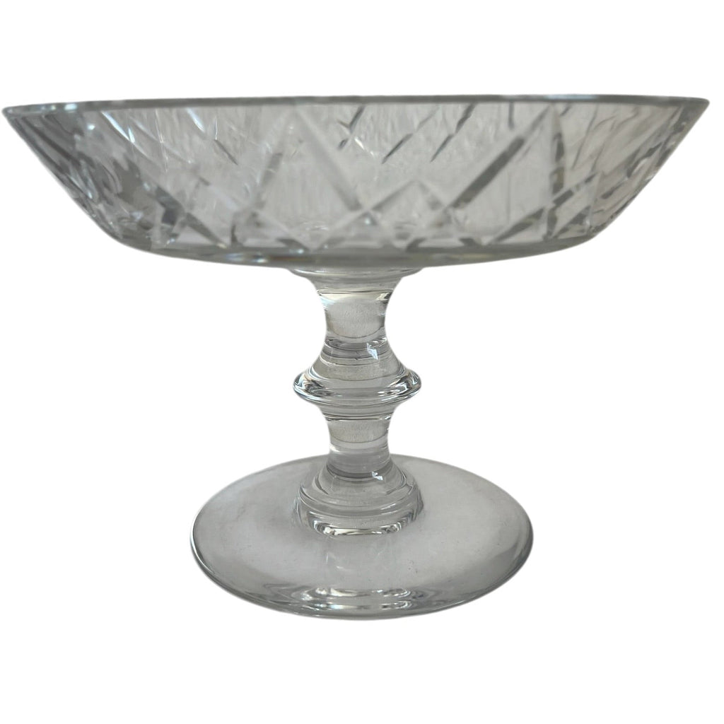 Vintage Val St Lambert Cut Crystal State Pedestal Bowl Compote Wafer Stem Signed