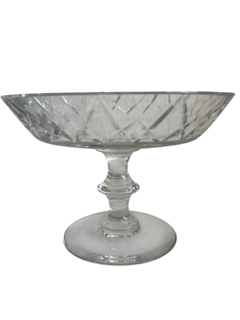 Vintage Val St Lambert Cut Crystal State Pedestal Bowl Compote Wafer Stem Signed