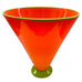 Mid‑Century Modern Lime Green Rim Orange Art Glass Signed Vase