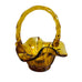 Vintage Fenton Art Glass Autumn Gold Crimped and Ribbed Basket
