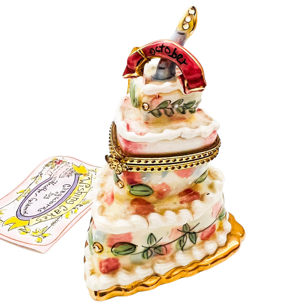 Vintage Heather Goldminc 2002 Blue Sky Clayworks Wishing Cake Hinged Trinket