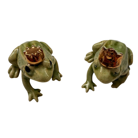 Vintage Hagen Renaker Price & Queen Crown Miniature Frog Set