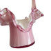 Vintage Fenton Pink Glass Cased White Ruffle Edge Basket