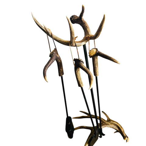 Antler Fireplace Tool Set Includes Three Fireplace Tools