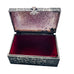 Vintage Silver Plated Embossed Botanical Jewelry Red Velvet Interior Hinged Box