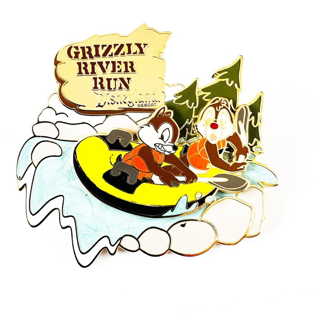 Disney DLR Mickey's Pin Odyssey Chip and Dale on Grizzly River Run Slider Pin
