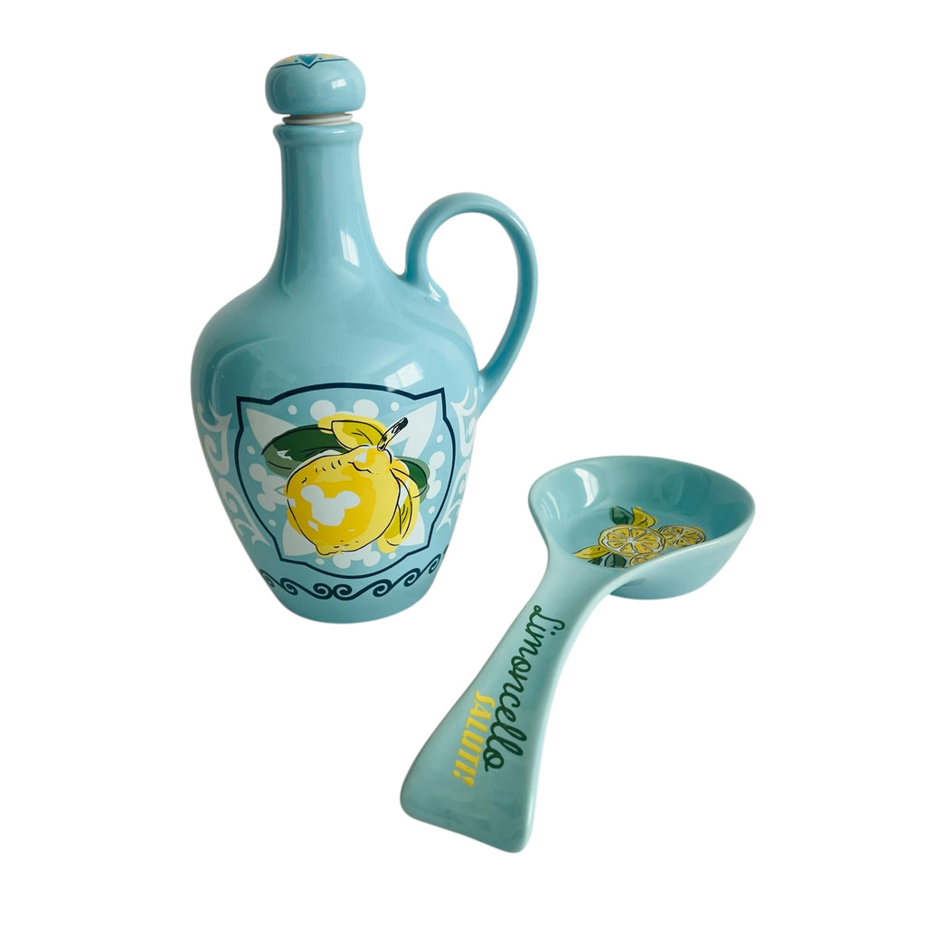Disney Mickey Mouse Ceramic Limoncello Bottle Pitcher and Spoon Rest Set