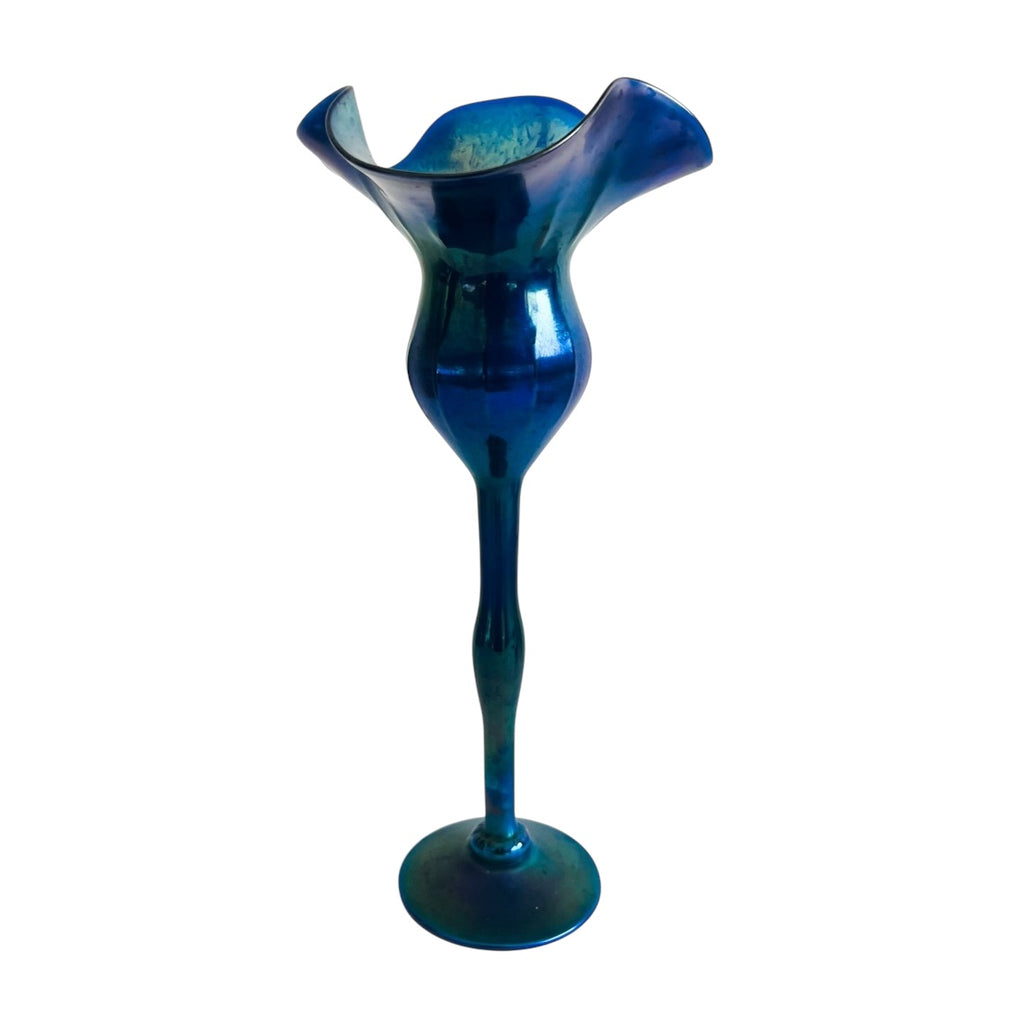 Vintage Lundberg Studios Art Glass Footed Stem Vase