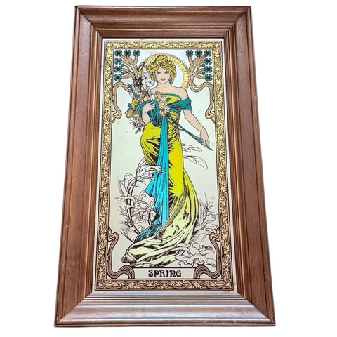Vintage Alphonse Mucha Mirror Spring Art Nouveau Lady Wall Decor