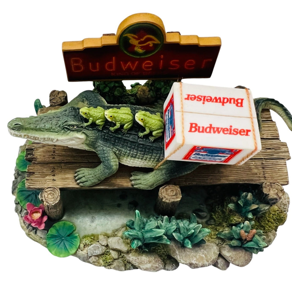 Vintage 1997 BUDWEISER BEER "BUD-WEIS-ER" Frogs Alligator Figurine Statue