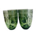 Green Sculpted Face Glass Drinking Glass Tumblers - Set of 4