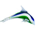Nautical Art Glass Blue White Green Dolphin Decor Figurine Statue