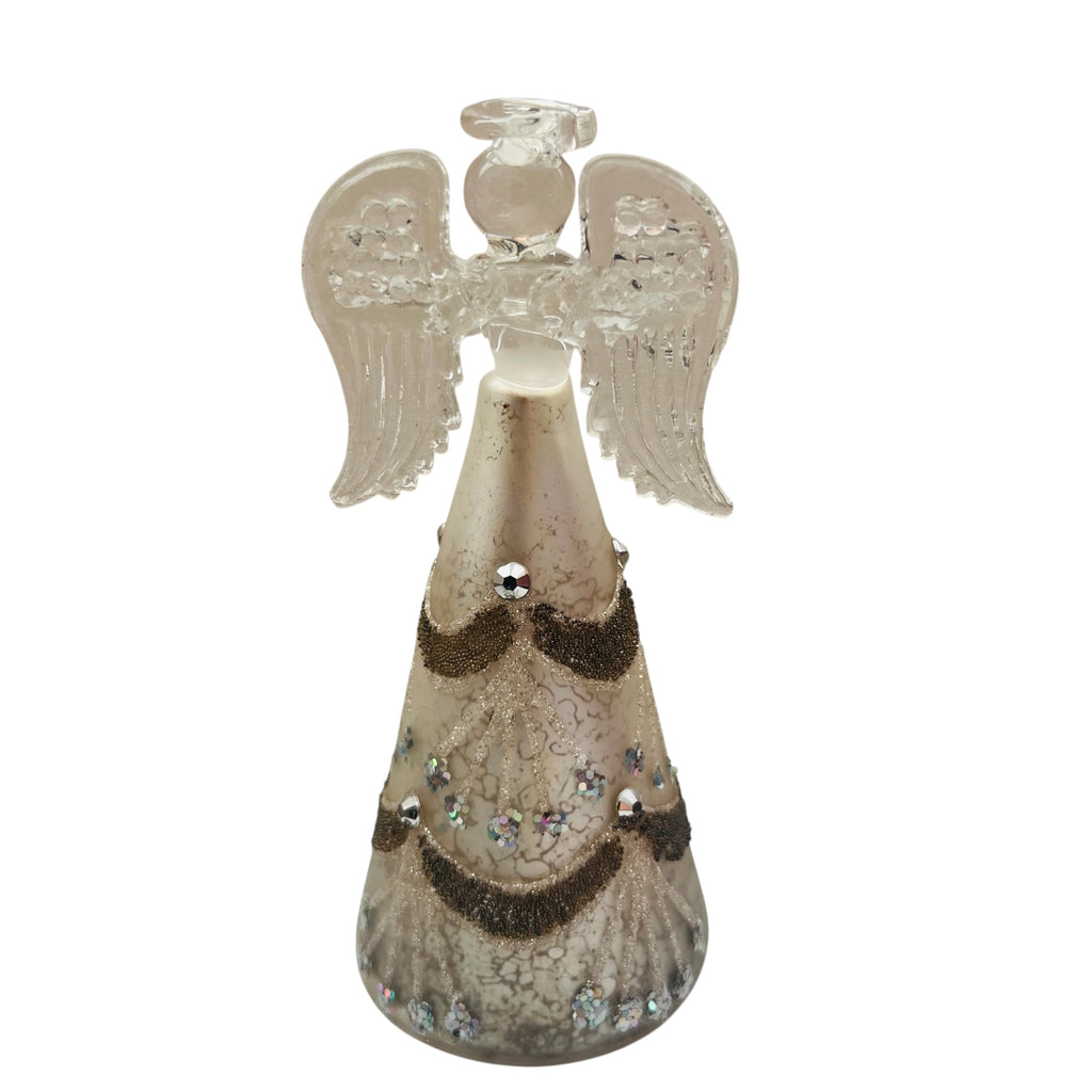 Vintage Pier 1 Glittery Glass Angel Collectible Holiday Christmas Figurine