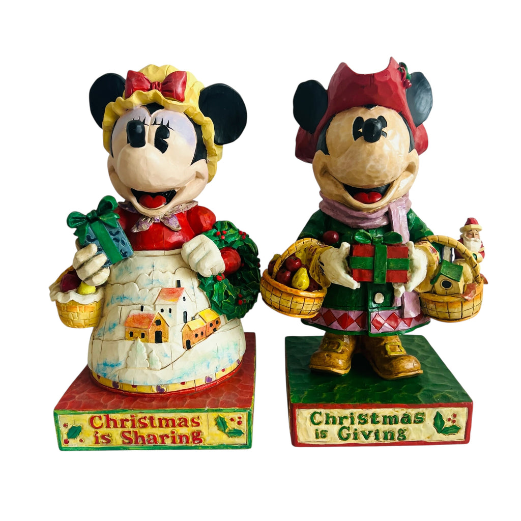 Vintage Disney Showcase Collection Jim Shore Mickey and Minnie Holiday Figures