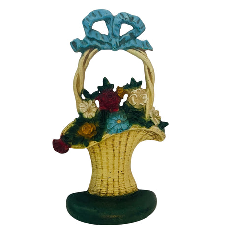 Vintage John Wright Cast Iron Flower Basket Doorstop