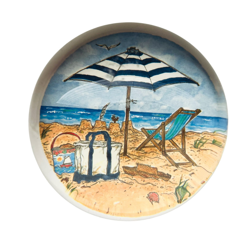 Vintage Ocean Beach Umbrella Paperweight