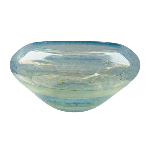 Art Glass Cased Blue Green Decorative Bowl