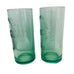 Coca Cola Green Embossed Glass Tumblers - Pair