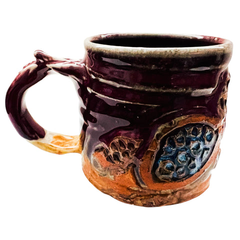 Studio Art Pottery Sculptural Drip Glaze Signed Mug