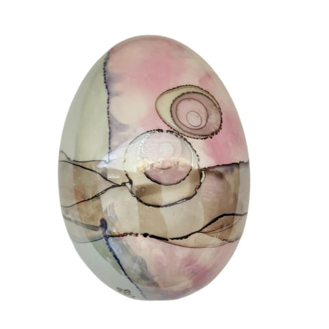 Vintage Frederick Frances Hand-Painted Porcelain Egg Ornament Signed