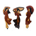 Vintage Hand-Carved Wooden Inlay Asian Wall Hanging Set of 3