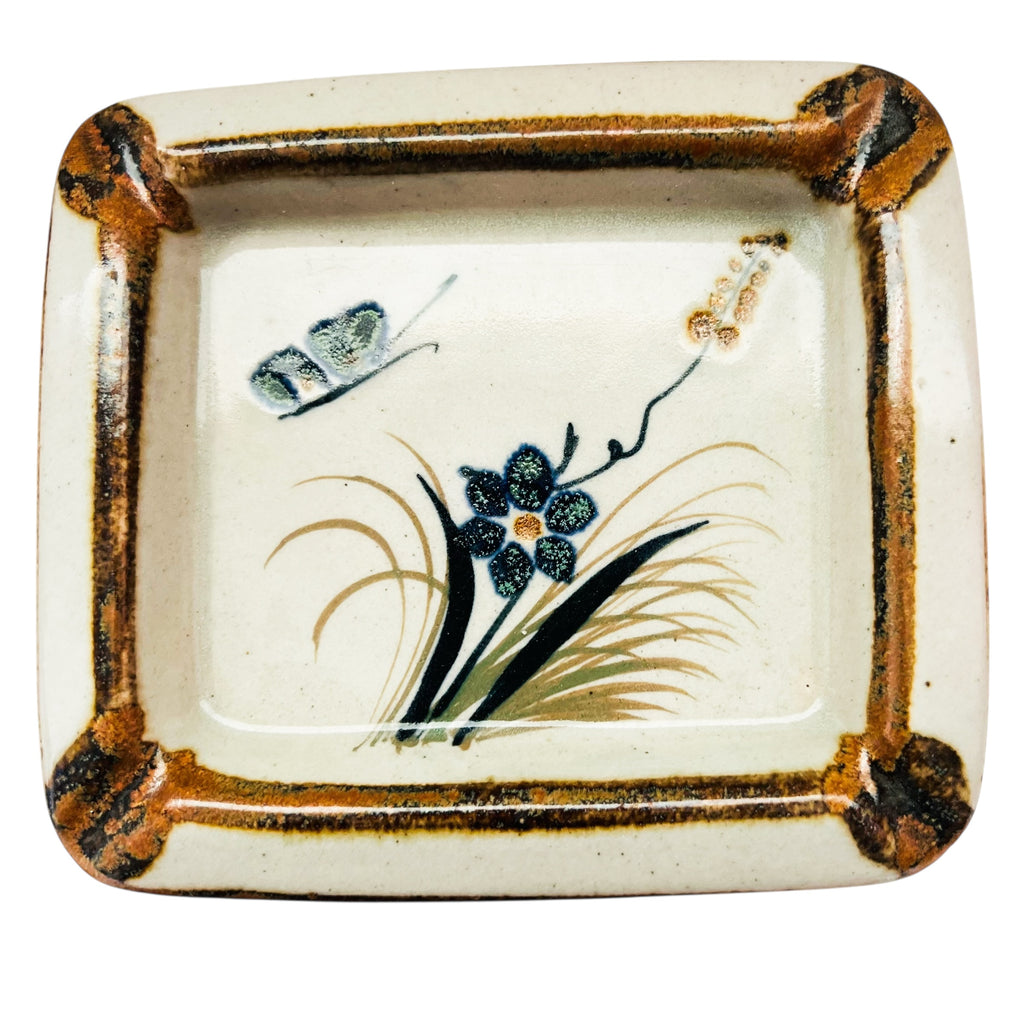Vintage Xochiquetzal of Mexico Ashtray Glazed Floral Design Signed by Artist