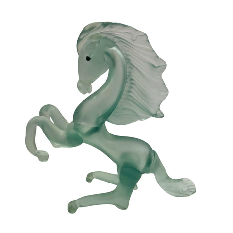 Vintage Frosted  Muted Glass Horse Rearing Figure