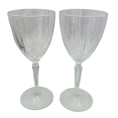 Waterford Crystal Marquis Sparkle Water Goblets  Elegant Clear Etch Cut Set of 2