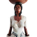 Vintage Jamaican Island Girl Sculpture Fruit Basket Caribbean Figure