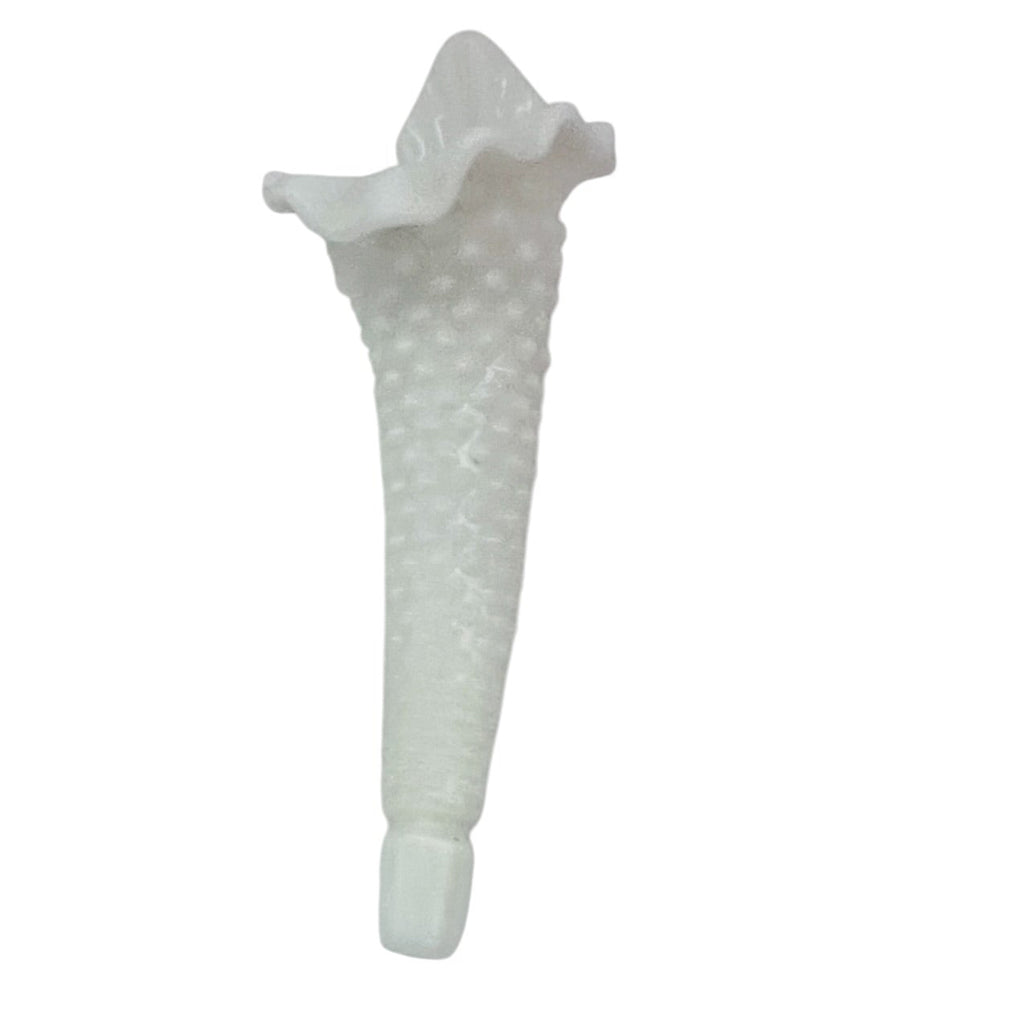 Vintage Fenton Hobnail White Milk Glass Epergne Horn