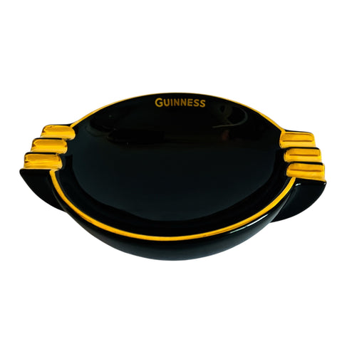 Vintage Guinness Arklow Pottery Black and Gold Ashtray
