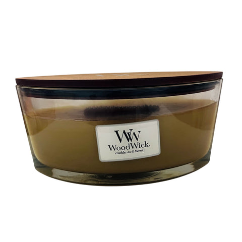 WoodWick Oval Candle in Cream with Wooden Lid