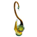 Vintage Glass Swan Basket Tall Hand Blown Green Brown Swirl Art Glass