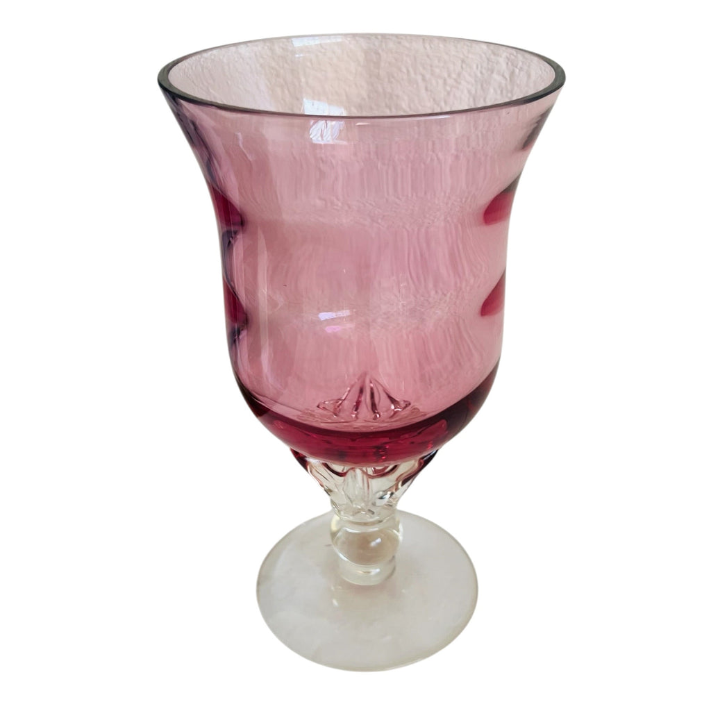 George BORGFELDT Liza Cranberry Optic Clear Twisted Stem Flared Bowl