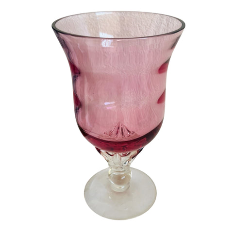 George BORGFELDT Liza Cranberry Optic Clear Twisted Stem Flared Bowl