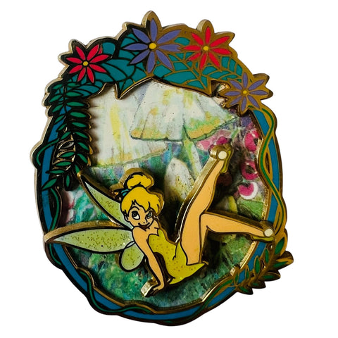 Disney Tinker Bell  Floral Frame Glitter Pin