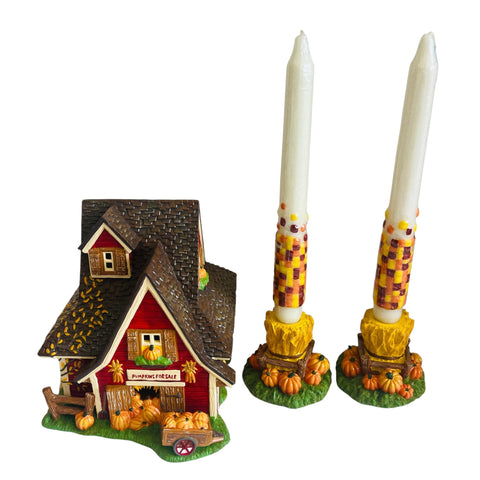 Vintage 2001 Dept 57 Village Thanksgiving Lighted House Set of 5