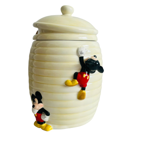 Disney Mickey Mouse Honeycomb Cream Ceramic Cookie Jar