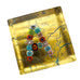 Murano Millefiori “Letter A” Square Gold Glass Paperweight