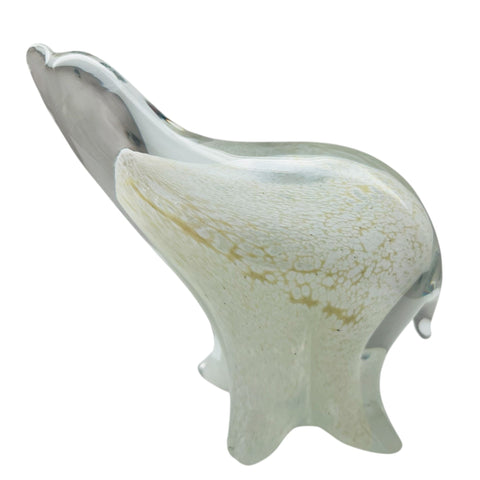 Vintage Polar Bear Art Glass FM Ronneby Sweden Clear White Signed Figurine