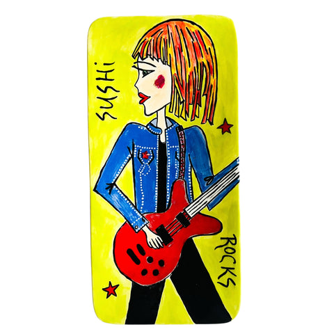 Vintage Dishy Diva’s by Artist Bernadette Colorful Sushi Rocks Art Plate