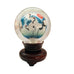 Vintage Chinese Asian Reverse Hand Painted Cranes Glass Orb On Wooden Stand